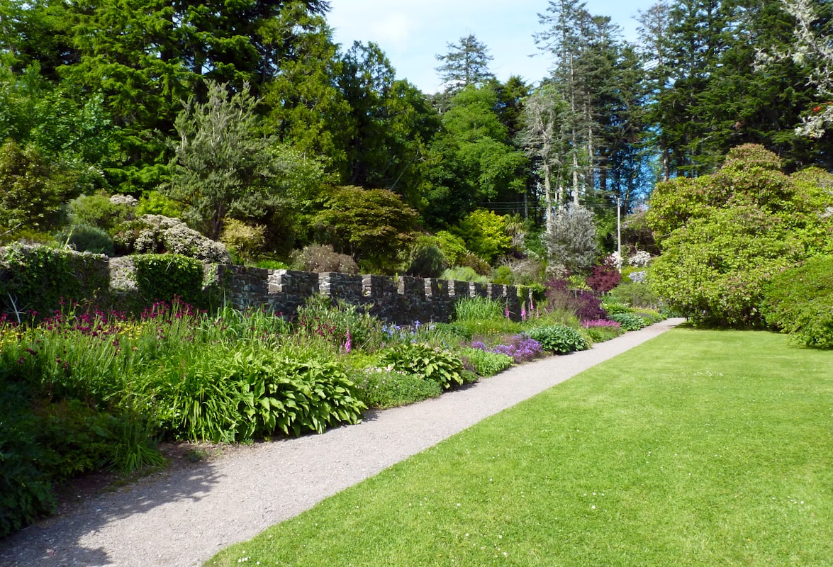 Low-maintenance garden with gravel, architectural plants, and hardscaping features